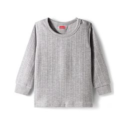 Babyhug Cotton Knit Full Sleeves Solid Colour Thermal Vest - Light Grey