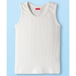 Babyhug Cotton Knit Sleevesless Solid Colour Thermal Vest - Off White