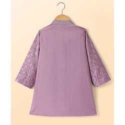 Babyhug Woven Full Sleeves Kurta Pajama Set with Embroidery & Sequin Detailing - Lavender