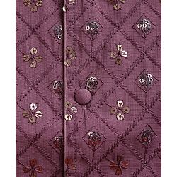 Babyhug Woven Full Sleeves Kurta Pajama Set with Embroidery & Sequin Detailing - Lavender