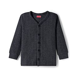 Babyhug Knit Full Sleeves Front Open Thermal Inner Wear Vest & Pant Set - Dark Grey