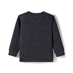 Babyhug Knit Full Sleeves Front Open Thermal Inner Wear Vest & Pant Set - Dark Grey