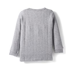 Babyhug Knit Full Sleeves Solid Color Thermal Vest & Pant Set - Light Grey