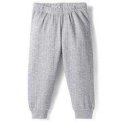 Babyhug Knit Full Sleeves Solid Color Thermal Vest & Pant Set - Light Grey