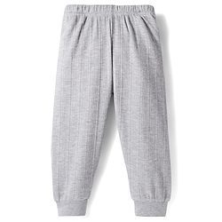Babyhug Knit Full Sleeves Solid Color Thermal Vest & Pant Set - Light Grey