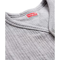 Babyhug Knit Full Sleeves Solid Color Thermal Vest & Pant Set - Light Grey