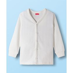Babyhug Knit Full Sleeves Solid Colour Thermal Inner Wear Set - Off White