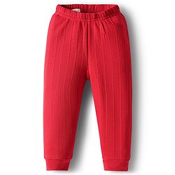 Babyhug Cotton Knit Full Sleeves Front Open Solid Thermal Inner Wear Set - Red