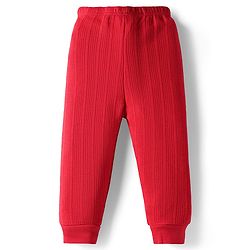 Babyhug Cotton Knit Full Sleeves Front Open Solid Thermal Inner Wear Set - Red