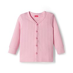 Babyhug Knit Full Sleeves Solid Color Front Open Thermal Vest & Pant Set - Pink