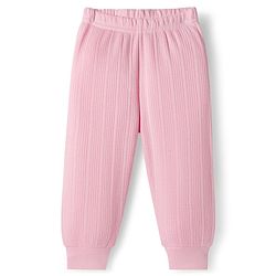 Babyhug Knit Full Sleeves Solid Color Front Open Thermal Vest & Pant Set - Pink