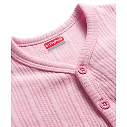 Babyhug Knit Full Sleeves Solid Color Front Open Thermal Vest & Pant Set - Pink
