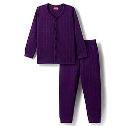 Babyhug Knit Full Sleeves Solid Colour Thermal Inner Wear Set - Purple