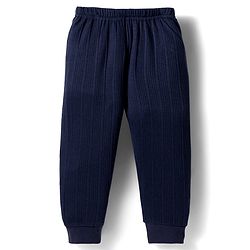 Babyhug Knit Full Sleeves Solid Colour Thermal Inner Wear Set - Navy Blue