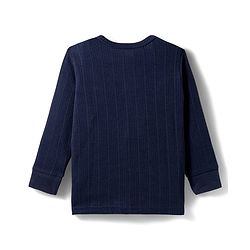 Babyhug Knit Full Sleeves Solid Colour Thermal Inner Wear Set - Navy Blue
