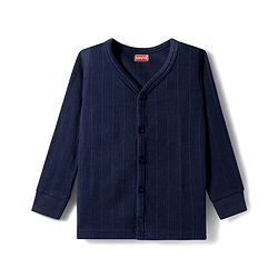 Babyhug Knit Full Sleeves Solid Colour Thermal Inner Wear Set - Navy Blue