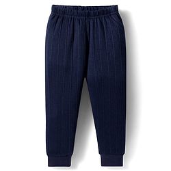 Babyhug Knit Full Sleeves Solid Colour Thermal Inner Wear Set - Navy Blue