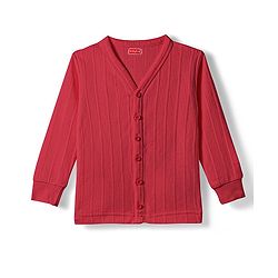 Babyhug Knit Full Sleeves Solid Color Front Open Thermal Inner Wear Set - Coral
