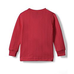 Babyhug Knit Full Sleeves Solid Color Front Open Thermal Inner Wear Set - Coral