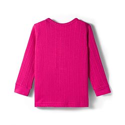 Babyhug Cotton Knit Full Sleeves Solid Color Thermal Vest & Pant Set - Dark Pink
