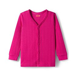 Babyhug Cotton Knit Full Sleeves Solid Color Thermal Vest & Pant Set - Dark Pink