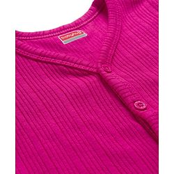 Babyhug Cotton Knit Full Sleeves Solid Color Thermal Vest & Pant Set - Dark Pink
