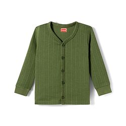 Babyhug Knit Full Sleeves Solid Colour Thermal Inner Wear Set  - Olive Green