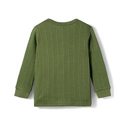 Babyhug Knit Full Sleeves Solid Colour Thermal Inner Wear Set  - Olive Green