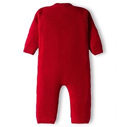 Babyhug Sweater Knit Full Sleeves Front Open Solid Winter Wear Romper - Red