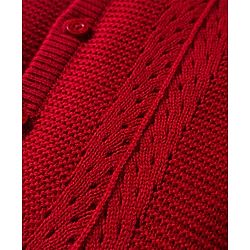 Babyhug Sweater Knit Full Sleeves Front Open Solid Winter Wear Romper - Red