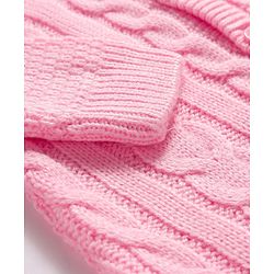 Babyhug Knit Full Sleeves Hooded Winter Wear Romper With Cable Knit Design - Light Pink