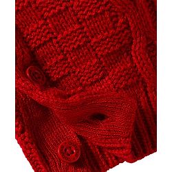 Babyhug Sweater Knit Full Raglan Sleeves Winter Romper with Cable Knit Design - Red
