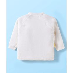 Babyhug Sweater Knit Winter Wear Dungaree Style Romper & Full Raglan Sleeves Inner Tee With Cable Knit Design - White & Mustard