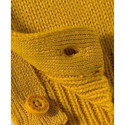 Babyhug Sweater Knit Winter Wear Dungaree Style Romper & Full Raglan Sleeves Inner Tee With Cable Knit Design - White & Mustard