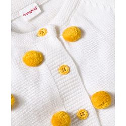 Babyhug Sweater Knit Winter Wear Dungaree Style Romper & Full Raglan Sleeves Inner Tee With Cable Knit Design - White & Mustard
