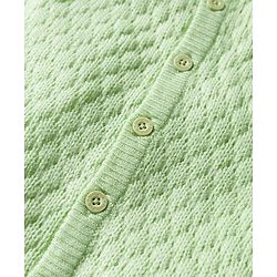 Babyhug  Knit Full Raglan Sleeves Solid Color Winter Wear Romper with Hood - Green