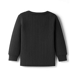 Babyhug Knit Full Sleeves Solid Thermal Set With Vest - Charcoal Grey