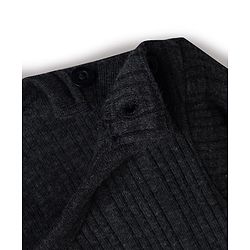 Babyhug Knit Full Sleeves Solid Thermal Set With Vest - Charcoal Grey
