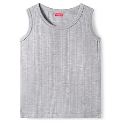 Babyhug Knit Solid Color Full Sleeves Pullover & Sleeveless Thermal Vest & Pant Set - Light Grey