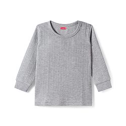 Babyhug Knit Solid Color Full Sleeves Pullover & Sleeveless Thermal Vest & Pant Set - Light Grey