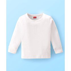 Babyhug Knit Full Sleeves Solid Color Thermal Innerwear Set with Vest - Offwhite