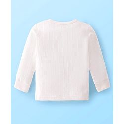 Babyhug Knit Full Sleeves Solid Color Thermal Innerwear Set with Vest - Offwhite