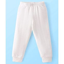 Babyhug Knit Full Sleeves Solid Color Thermal Innerwear Set with Vest - Offwhite