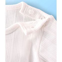 Babyhug Knit Full Sleeves Solid Color Thermal Innerwear Set with Vest - Offwhite