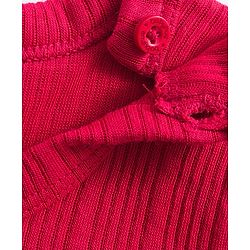 Babyhug Knit Full Sleeves Solid Color Thermal Vests & Pant Set - Red