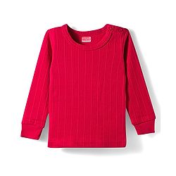 Babyhug Knit Full Sleeves Solid Color Thermal Vests & Pant Set - Red