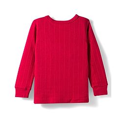 Babyhug Knit Full Sleeves Solid Color Thermal Vests & Pant Set - Red
