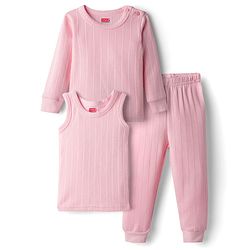 Babyhug Knit Full Sleeves Thermal Inner Wear Set - Pink