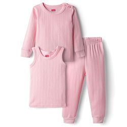 Babyhug Knit Full Sleeves Thermal Inner Wear Set - Pink