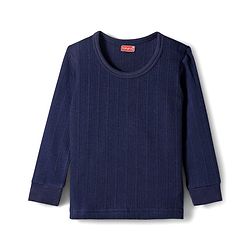 Babyhug Knit Full Sleeves Solid Thermal Set With Vest - Navy Blue